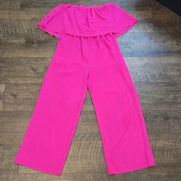 Pants - Elegant Pink Off-Shoulder Jumpsuit